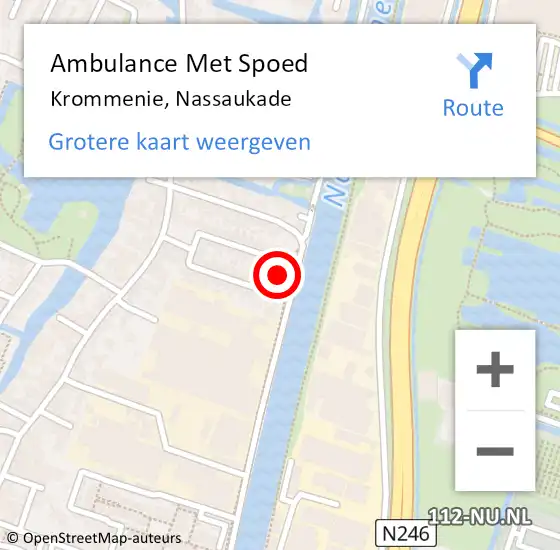 Locatie op kaart van de 112 melding: Ambulance Met Spoed Naar Krommenie, Nassaukade op 2 juni 2023 06:27