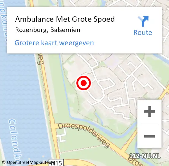 Locatie op kaart van de 112 melding: Ambulance Met Grote Spoed Naar Rozenburg, Balsemien op 2 juni 2023 06:31