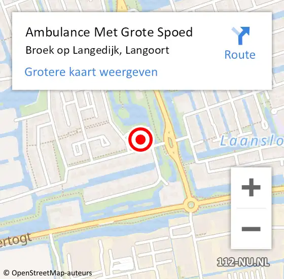 Locatie op kaart van de 112 melding: Ambulance Met Grote Spoed Naar Broek op Langedijk, Langoort op 2 juni 2023 06:42