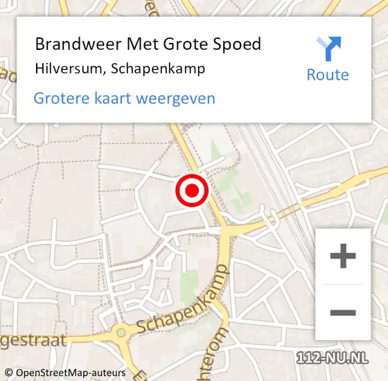 Locatie op kaart van de 112 melding: Brandweer Met Grote Spoed Naar Hilversum, Schapenkamp op 2 juni 2023 07:00