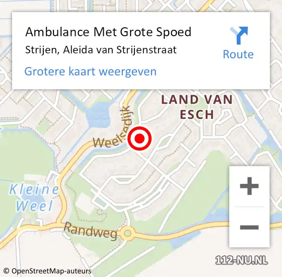 Locatie op kaart van de 112 melding: Ambulance Met Grote Spoed Naar Strijen, Aleida van Strijenstraat op 2 juni 2023 07:32