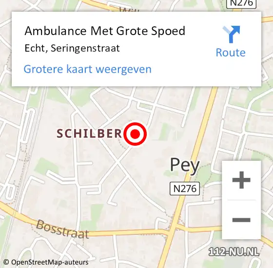 Locatie op kaart van de 112 melding: Ambulance Met Grote Spoed Naar Echt, Seringenstraat op 2 juni 2023 08:32