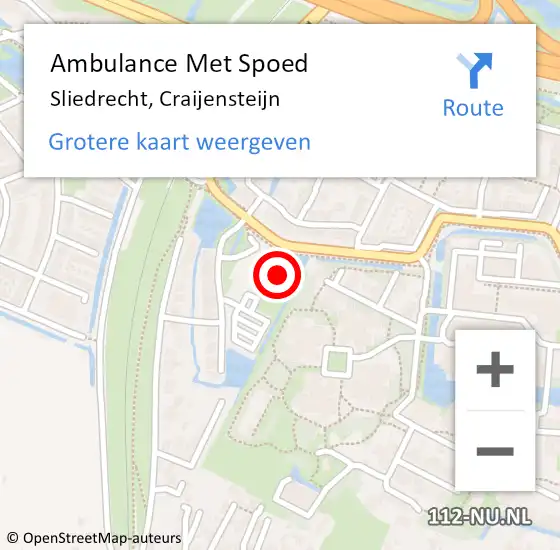 Locatie op kaart van de 112 melding: Ambulance Met Spoed Naar Sliedrecht, Craijensteijn op 2 juni 2023 08:49