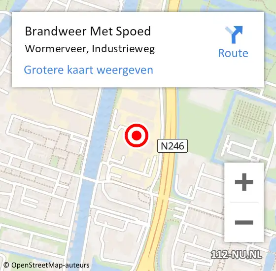 Locatie op kaart van de 112 melding: Brandweer Met Spoed Naar Wormerveer, Industrieweg op 2 juni 2023 08:51