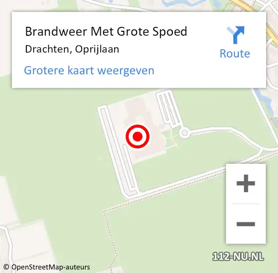 Locatie op kaart van de 112 melding: Brandweer Met Grote Spoed Naar Drachten, Oprijlaan op 2 juni 2023 09:03