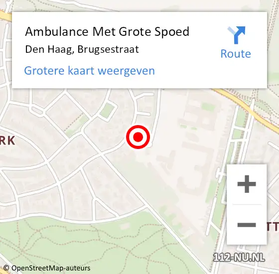 Locatie op kaart van de 112 melding: Ambulance Met Grote Spoed Naar Den Haag, Brugsestraat op 2 juni 2023 09:07