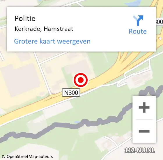 Locatie op kaart van de 112 melding: Politie Kerkrade, Hamstraat op 2 juni 2023 09:34