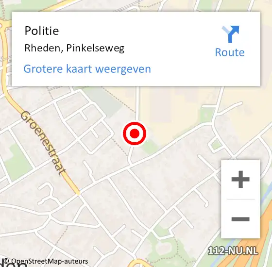 Locatie op kaart van de 112 melding: Politie Rheden, Pinkelseweg op 2 juni 2023 09:45