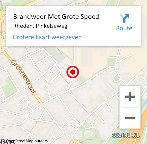 Locatie op kaart van de 112 melding: Brandweer Met Grote Spoed Naar Rheden, Pinkelseweg op 2 juni 2023 09:46