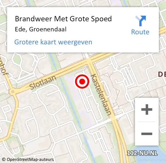 Locatie op kaart van de 112 melding: Brandweer Met Grote Spoed Naar Ede, Groenendaal op 2 juni 2023 09:49