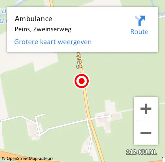 Locatie op kaart van de 112 melding: Ambulance Peins, Zweinserweg op 27 augustus 2014 14:30