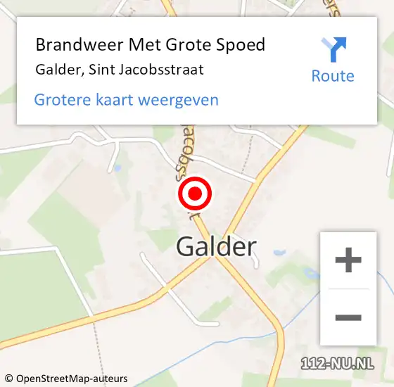 Locatie op kaart van de 112 melding: Brandweer Met Grote Spoed Naar Galder, Sint Jacobsstraat op 2 juni 2023 10:14