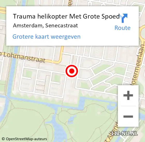 Locatie op kaart van de 112 melding: Trauma helikopter Met Grote Spoed Naar Amsterdam, Senecastraat op 2 juni 2023 10:39