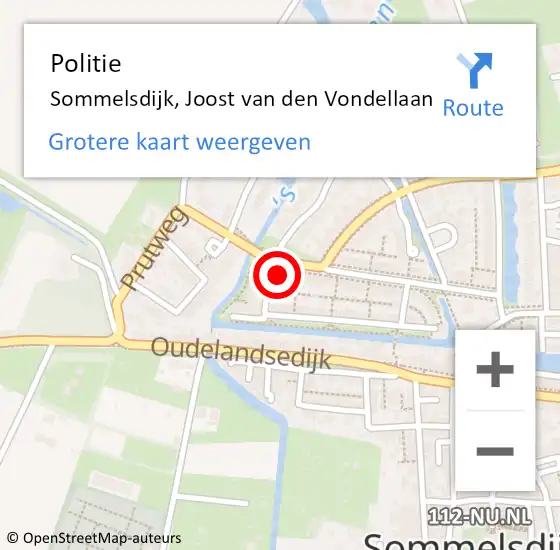 Locatie op kaart van de 112 melding: Politie Sommelsdijk, Joost van den Vondellaan op 2 juni 2023 10:51