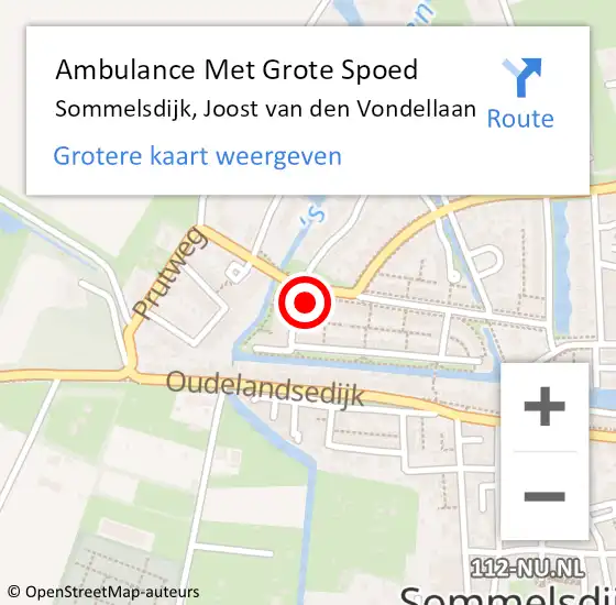 Locatie op kaart van de 112 melding: Ambulance Met Grote Spoed Naar Sommelsdijk, Joost van den Vondellaan op 2 juni 2023 10:51