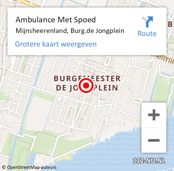 Locatie op kaart van de 112 melding: Ambulance Met Spoed Naar Mijnsheerenland, Burg.de Jongplein op 2 juni 2023 10:58