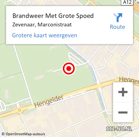 Locatie op kaart van de 112 melding: Brandweer Met Grote Spoed Naar Zevenaar, Marconistraat op 2 juni 2023 11:18