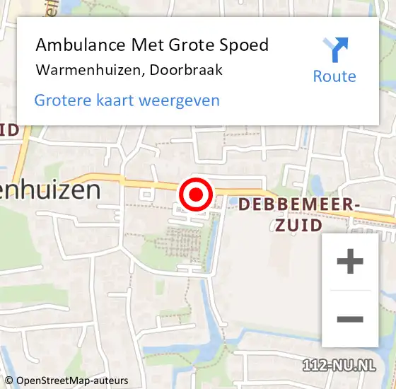 Locatie op kaart van de 112 melding: Ambulance Met Grote Spoed Naar Warmenhuizen, Doorbraak op 2 juni 2023 11:28