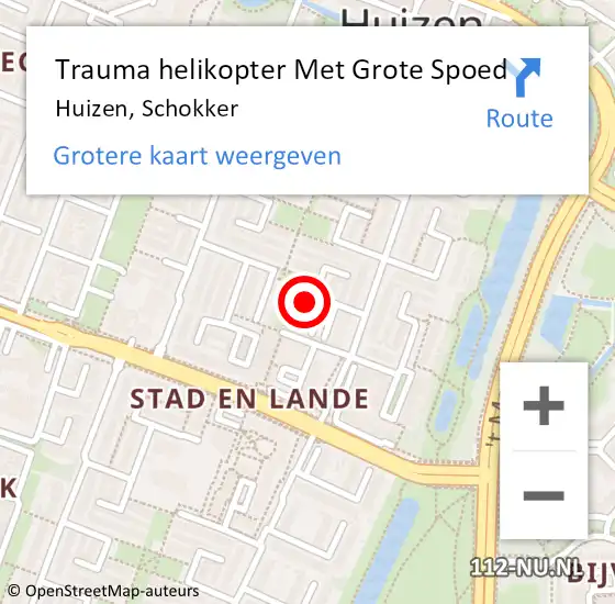 Locatie op kaart van de 112 melding: Trauma helikopter Met Grote Spoed Naar Huizen, Schokker op 2 juni 2023 11:43