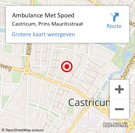 Locatie op kaart van de 112 melding: Ambulance Met Spoed Naar Castricum, Prins Mauritsstraat op 2 juni 2023 11:49