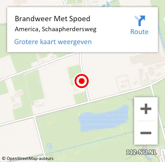 Locatie op kaart van de 112 melding: Brandweer Met Spoed Naar America, Schaapherdersweg op 2 juni 2023 12:01