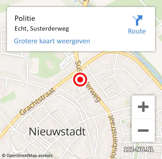 Locatie op kaart van de 112 melding: Politie Echt, Susterderweg op 2 juni 2023 12:08