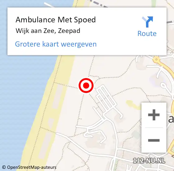 Locatie op kaart van de 112 melding: Ambulance Met Spoed Naar Wijk aan Zee, Zeepad op 27 augustus 2014 14:46