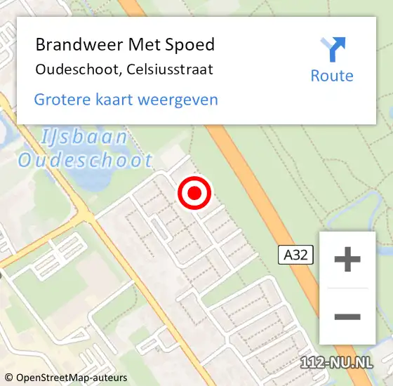 Locatie op kaart van de 112 melding: Brandweer Met Spoed Naar Oudeschoot, Celsiusstraat op 2 juni 2023 12:25