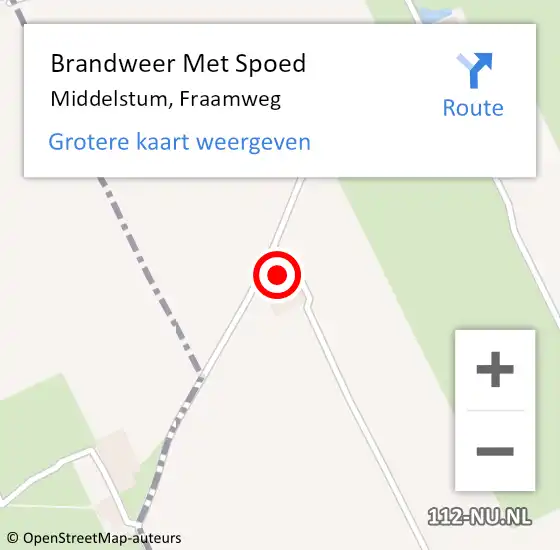 Locatie op kaart van de 112 melding: Brandweer Met Spoed Naar Middelstum, Fraamweg op 2 juni 2023 12:49