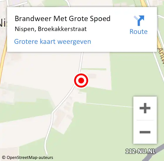 Locatie op kaart van de 112 melding: Brandweer Met Grote Spoed Naar Nispen, Broekakkerstraat op 2 juni 2023 13:20