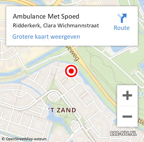 Locatie op kaart van de 112 melding: Ambulance Met Spoed Naar Ridderkerk, Clara Wichmannstraat op 2 juni 2023 13:21