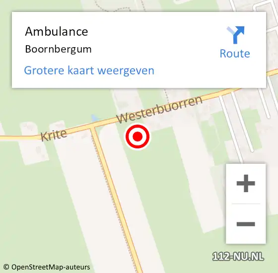 Locatie op kaart van de 112 melding: Ambulance Boornbergum op 2 juni 2023 13:22