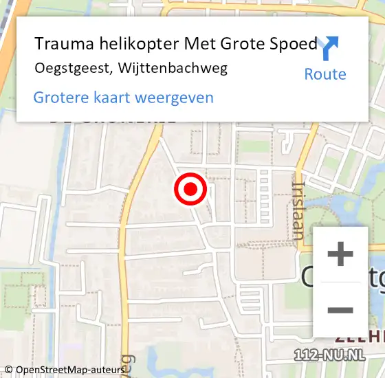 Locatie op kaart van de 112 melding: Trauma helikopter Met Grote Spoed Naar Oegstgeest, Wijttenbachweg op 2 juni 2023 13:27