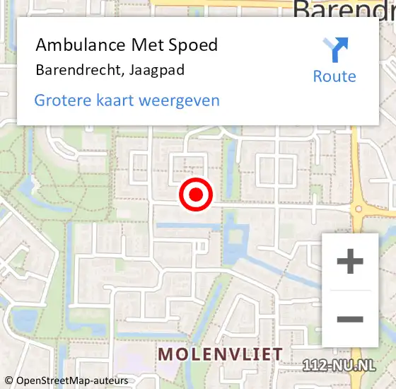 Locatie op kaart van de 112 melding: Ambulance Met Spoed Naar Barendrecht, Jaagpad op 2 juni 2023 13:36