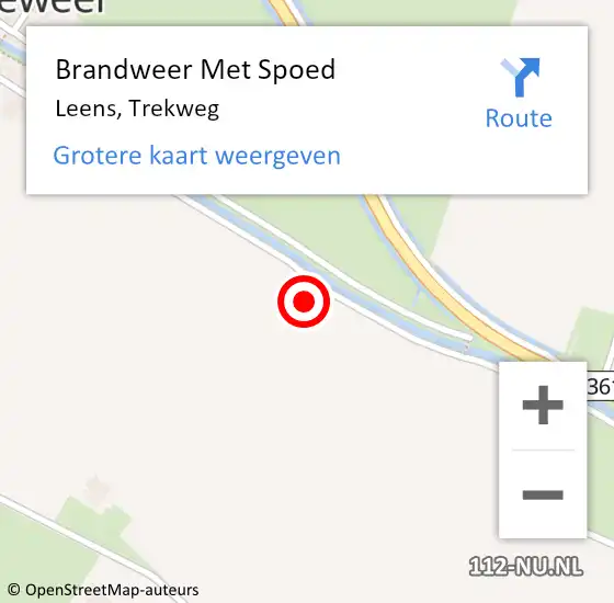 Locatie op kaart van de 112 melding: Brandweer Met Spoed Naar Leens, Trekweg op 2 juni 2023 13:37