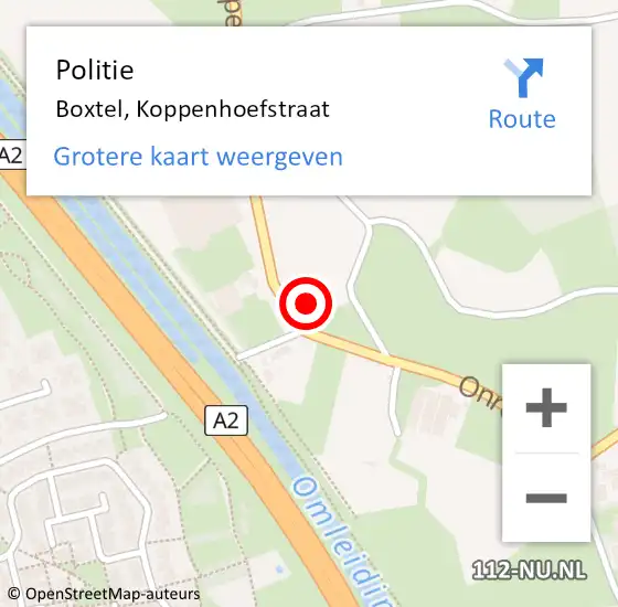 Locatie op kaart van de 112 melding: Politie Boxtel, Koppenhoefstraat op 2 juni 2023 14:15