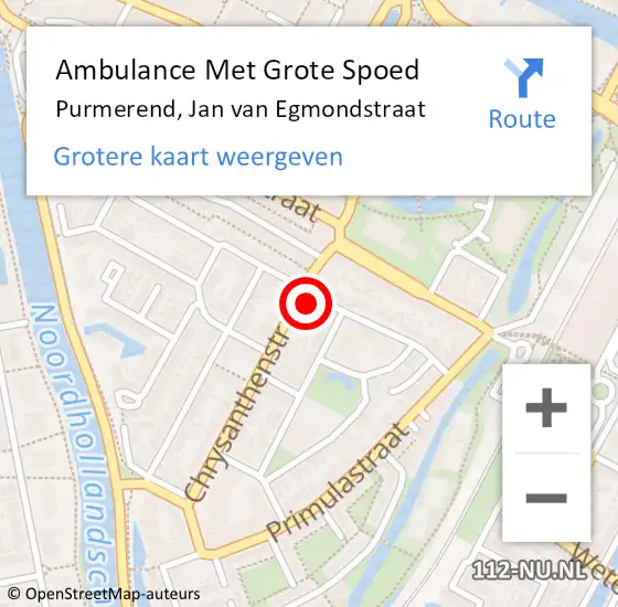 Locatie op kaart van de 112 melding: Ambulance Met Grote Spoed Naar Purmerend, Jan van Egmondstraat op 2 juni 2023 14:17