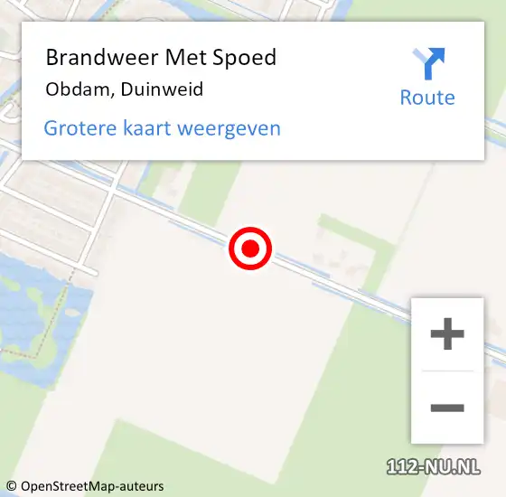 Locatie op kaart van de 112 melding: Brandweer Met Spoed Naar Obdam, Duinweid op 27 augustus 2014 14:59