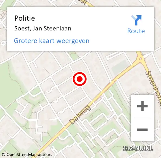 Locatie op kaart van de 112 melding: Politie Soest, Jan Steenlaan op 2 juni 2023 14:50