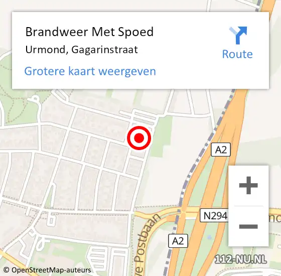 Locatie op kaart van de 112 melding: Brandweer Met Spoed Naar Urmond, Gagarinstraat op 2 juni 2023 14:59