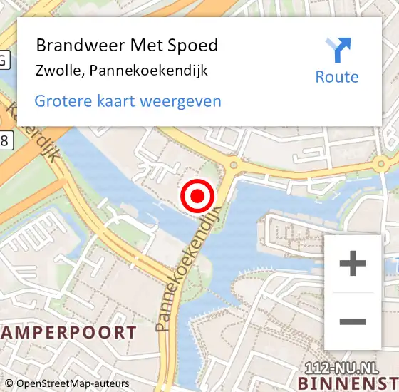 Locatie op kaart van de 112 melding: Brandweer Met Spoed Naar Zwolle, Pannekoekendijk op 2 juni 2023 15:12
