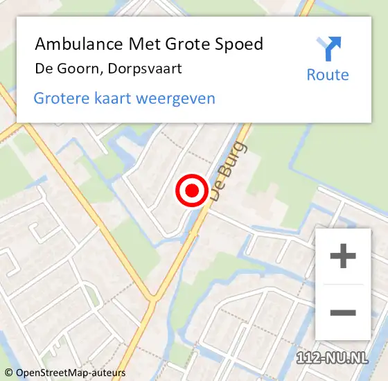 Locatie op kaart van de 112 melding: Ambulance Met Grote Spoed Naar De Goorn, Dorpsvaart op 2 juni 2023 15:23