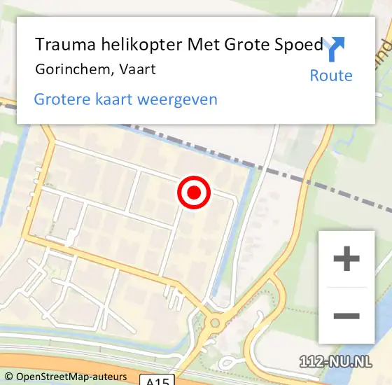 Locatie op kaart van de 112 melding: Trauma helikopter Met Grote Spoed Naar Gorinchem, Vaart op 2 juni 2023 15:40