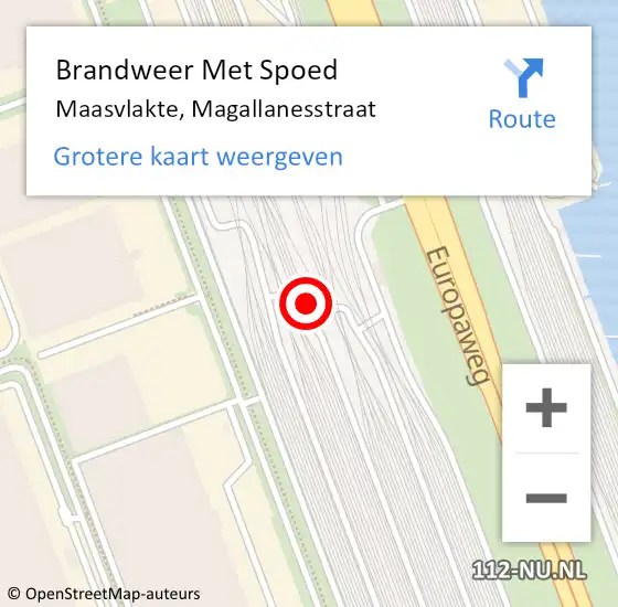 Locatie op kaart van de 112 melding: Brandweer Met Spoed Naar Maasvlakte, Magallanesstraat op 2 juni 2023 15:45