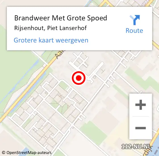 Locatie op kaart van de 112 melding: Brandweer Met Grote Spoed Naar Rijsenhout, Piet Lanserhof op 2 juni 2023 15:50