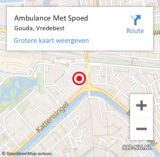 Locatie op kaart van de 112 melding: Ambulance Met Spoed Naar Gouda, Vredebest op 2 juni 2023 16:09