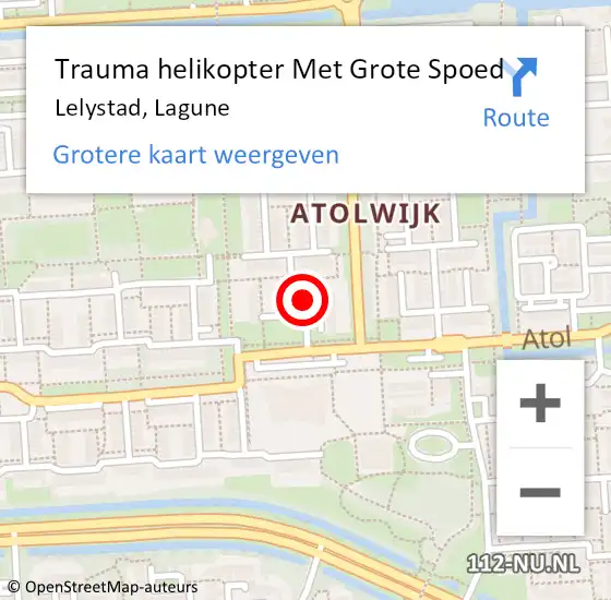 Locatie op kaart van de 112 melding: Trauma helikopter Met Grote Spoed Naar Lelystad, Lagune op 2 juni 2023 16:11