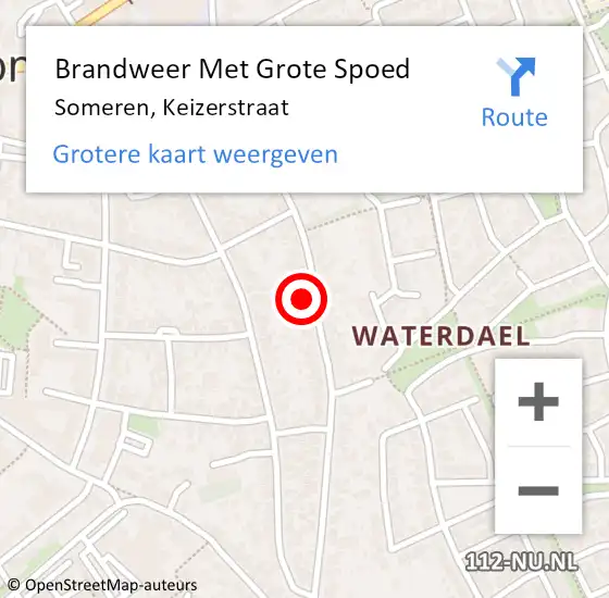 Locatie op kaart van de 112 melding: Brandweer Met Grote Spoed Naar Someren, Keizerstraat op 2 juni 2023 16:13