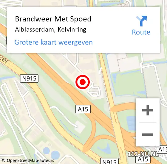 Locatie op kaart van de 112 melding: Brandweer Met Spoed Naar Alblasserdam, Kelvinring op 2 juni 2023 16:35