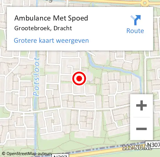 Locatie op kaart van de 112 melding: Ambulance Met Spoed Naar Grootebroek, Dracht op 2 juni 2023 16:51